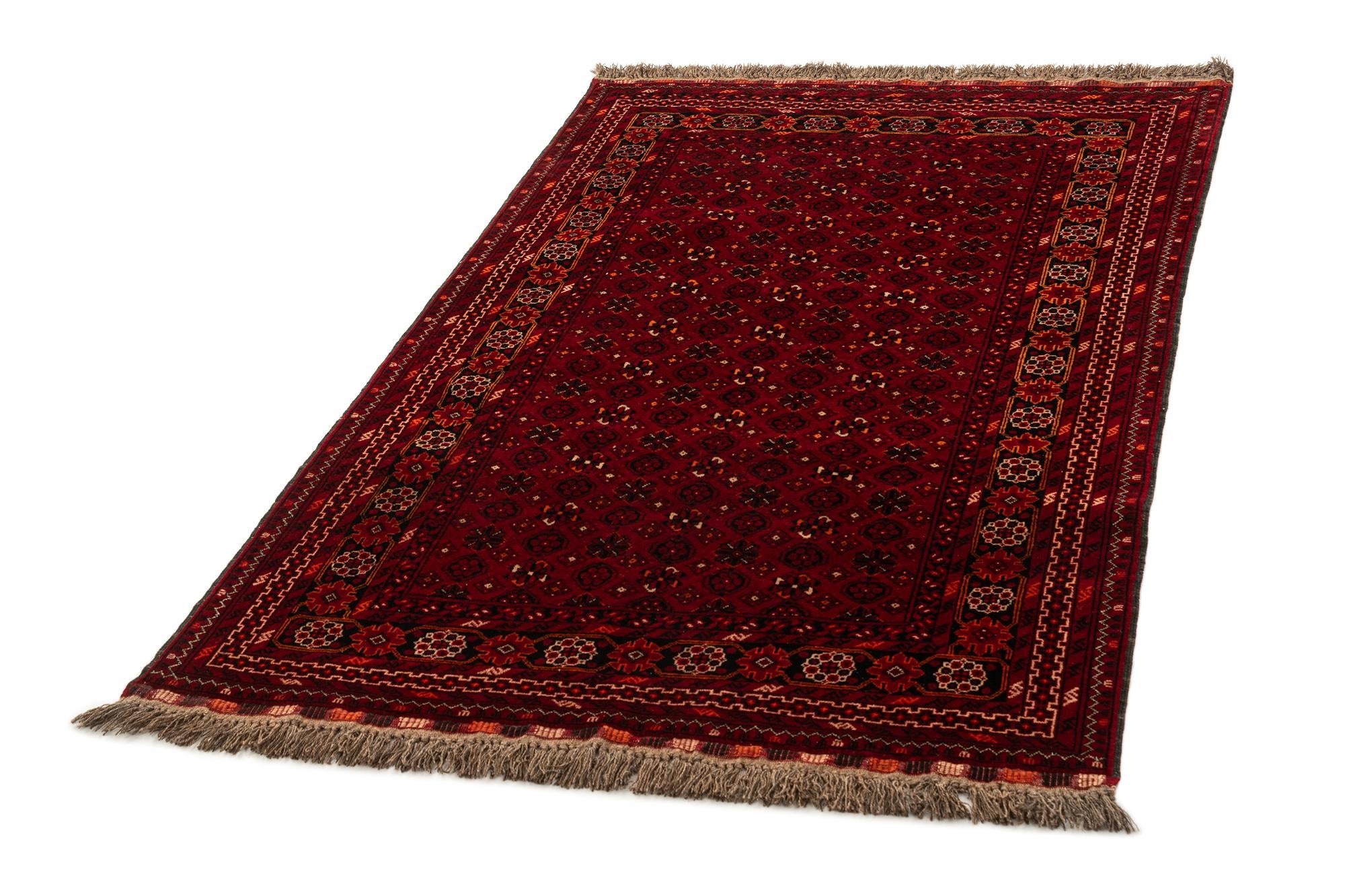 4' 1 x 6' 9 Hand Knotted Afghan Akhche Wool Rug