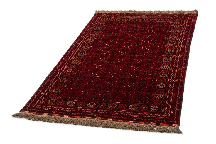 Detail image of 4' 1 x 6' 9 Hand Knotted Afghan Akhche Wool Rug
