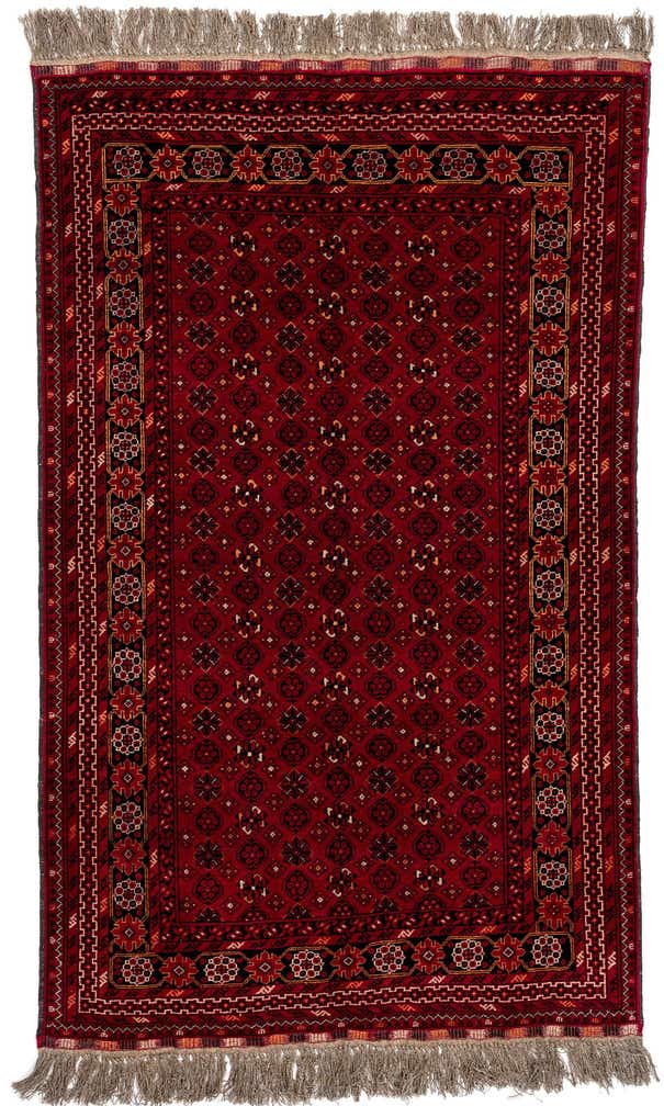 4' 1 x 6' 9 Hand Knotted Afghan Akhche Wool Rug