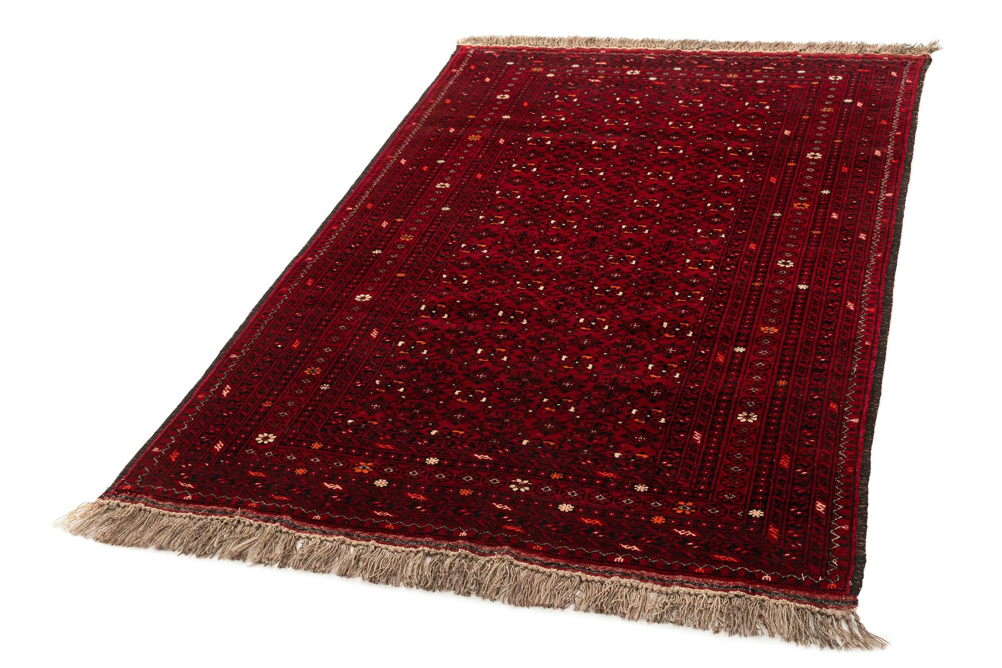 4' 3 x 6' 6 Hand Knotted Afghan Akhche Oriental Wool Rug