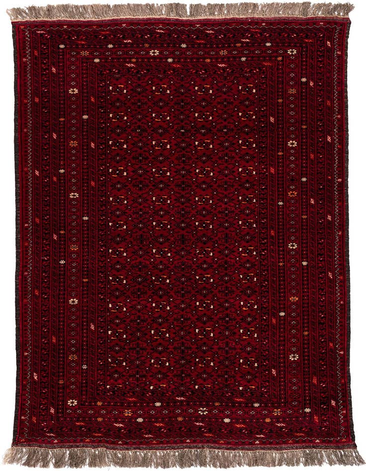 Detail image of 4' 3 x 6' 6 Hand Knotted Afghan Akhche Oriental Wool Rug