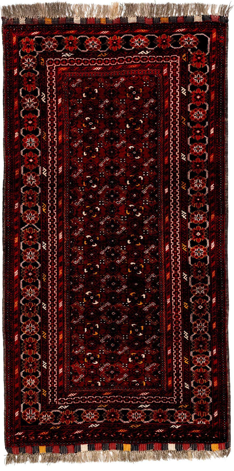 3' 5 x 6' 5 Hand Knotted Afghan Akhche Wool Rug