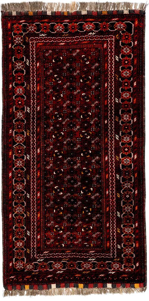 3' 5 x 6' 5 Hand Knotted Afghan Akhche Wool Rug