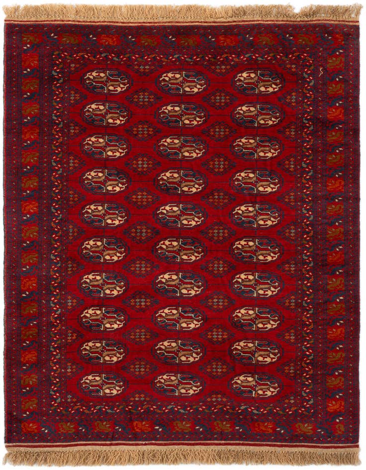 Detail image of 3' 4 x 5' 10 Hand Knotted Afghan Akhche Wool Rug