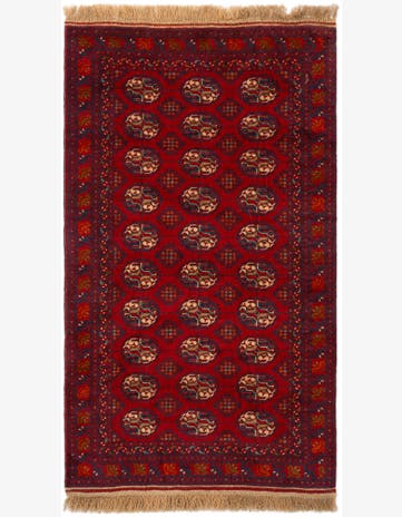 3' 4 x 5' 10 Hand Knotted Afghan Akhche Wool Rug