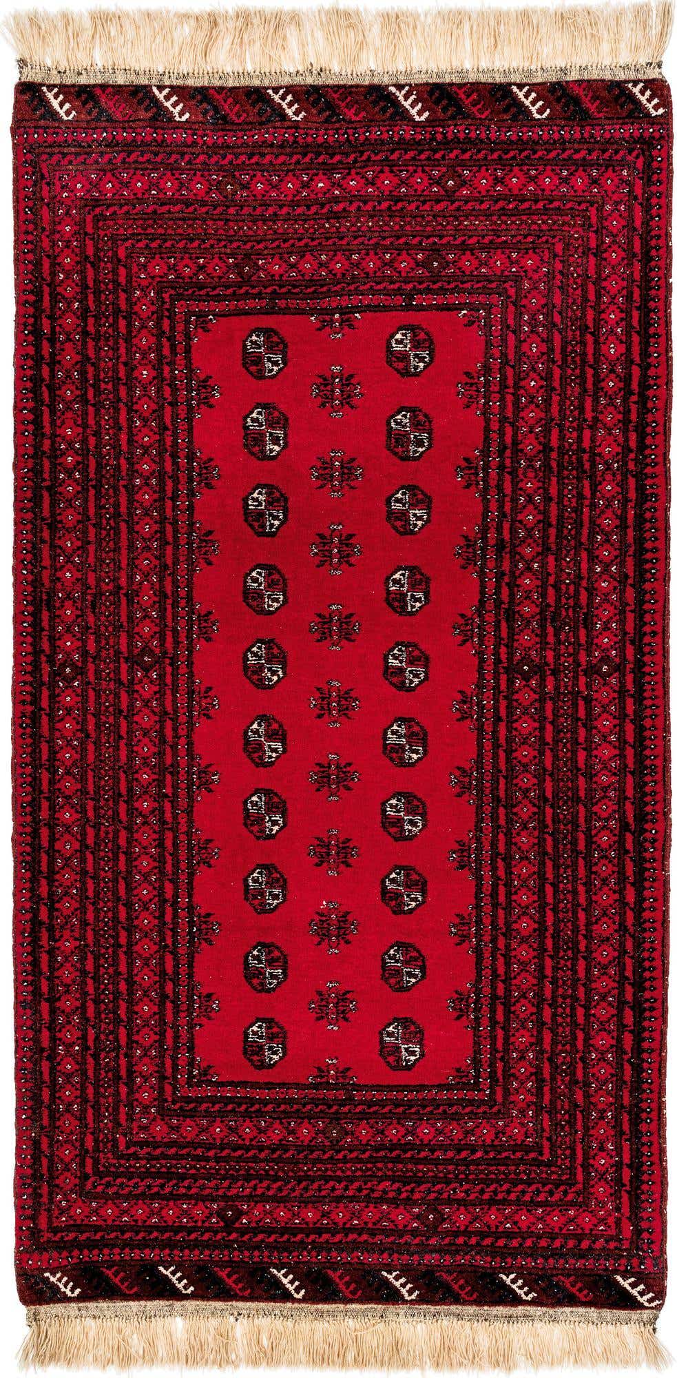 3' 7 x 6' 7 Hand Knotted Afghan Akhche Wool Rug