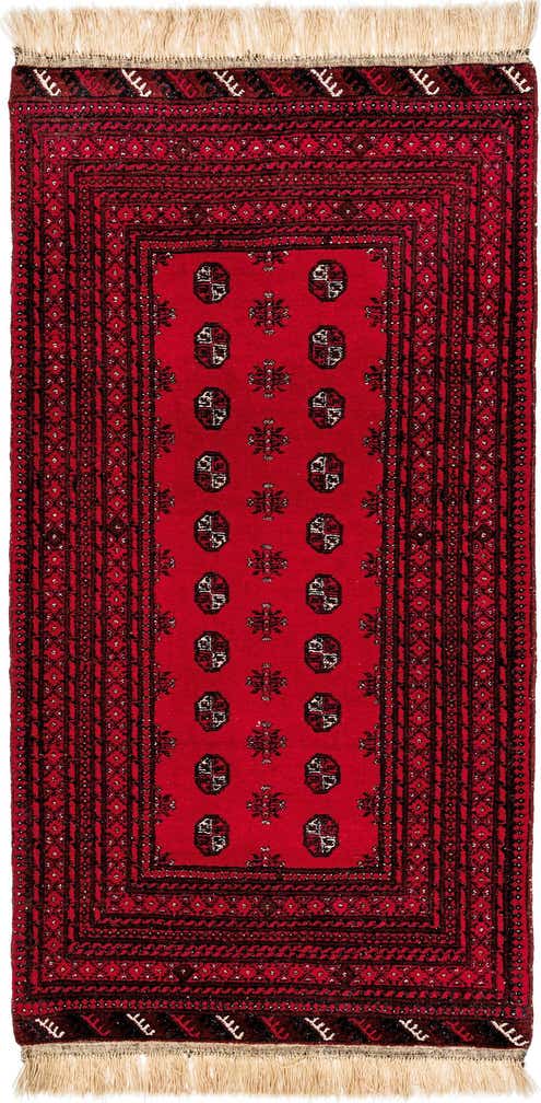 3' 7 x 6' 7 Hand Knotted Afghan Akhche Wool Rug