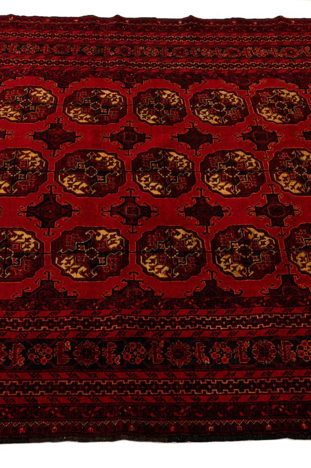 Detail image of 5' 2 x 7' 6 Hand Knotted Afghan Akhche Oriental Wool Rug
