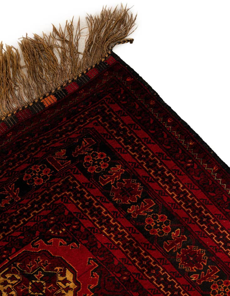 Detail image of 5' 2 x 7' 6  Hand Knotted Afghan Akhche Oriental Wool Rug