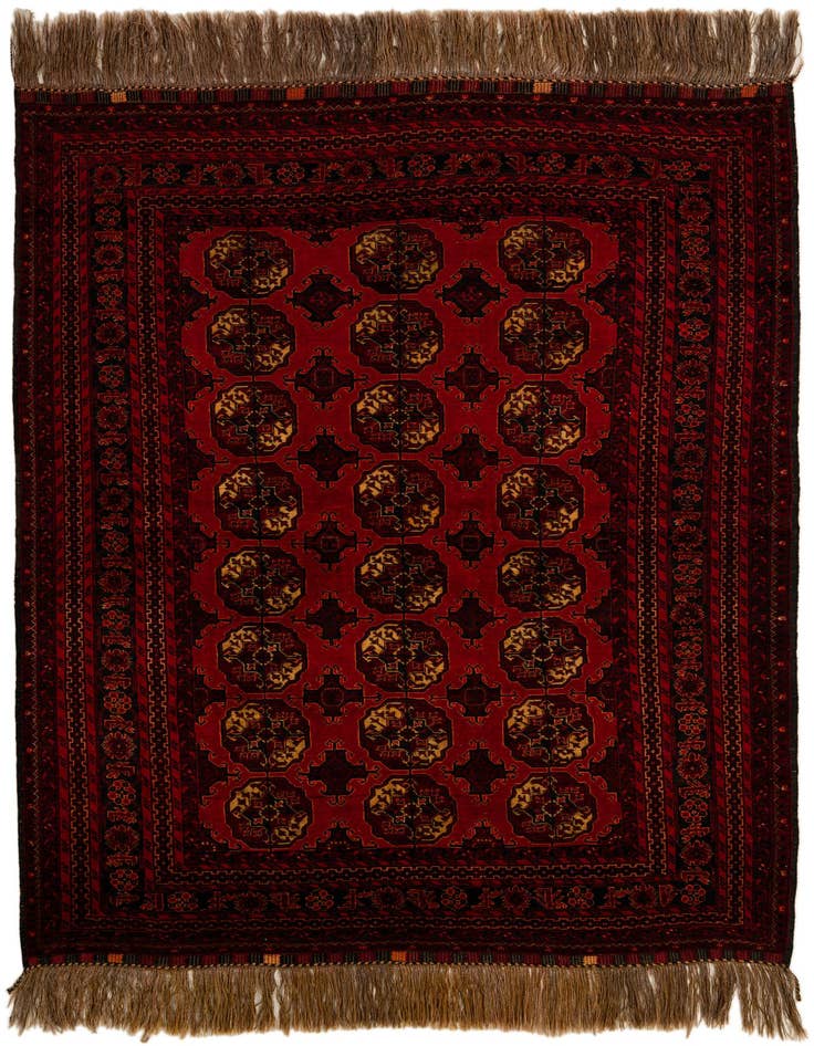Detail image of 5' 2 x 7' 6 Hand Knotted Afghan Akhche Oriental Wool Rug
