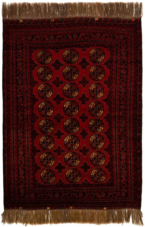 Detail image of 5' 2 x 7' 6 Hand Knotted Afghan Akhche Oriental Wool Rug