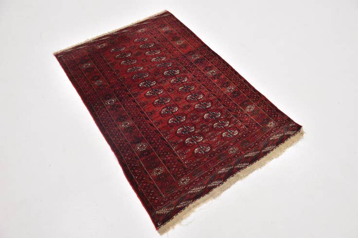 Detail image of 2' 10 x 4' 5 Hand Knotted Afghan Akhche Oriental Wool Rug