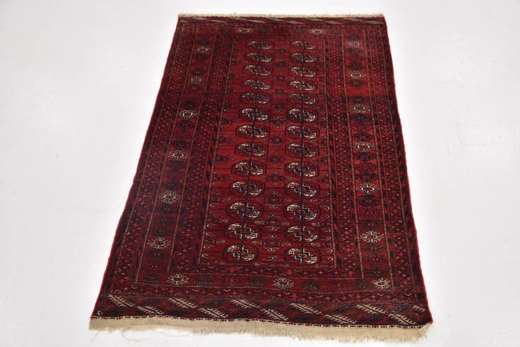 Detail image of 2' 10 x 4' 5 Hand Knotted Afghan Akhche Oriental Wool Rug