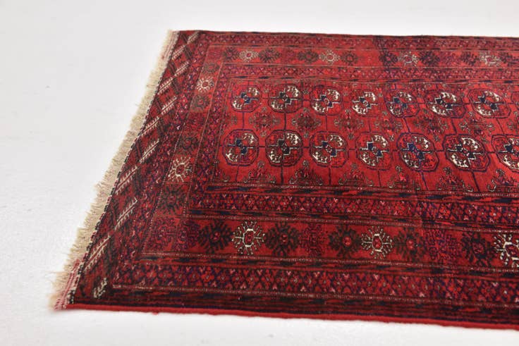 Detail image of 2' 10 x 4' 5 Hand Knotted Afghan Akhche Oriental Wool Rug