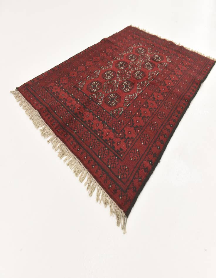 Detail image of 3' 3 x 4' 7  Hand Knotted Afghan Akhche Wool Rug