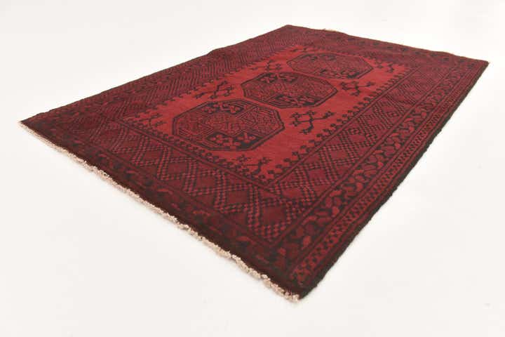 3' 5 x 5' 1 Hand Knotted Afghan Akhche Wool Rug