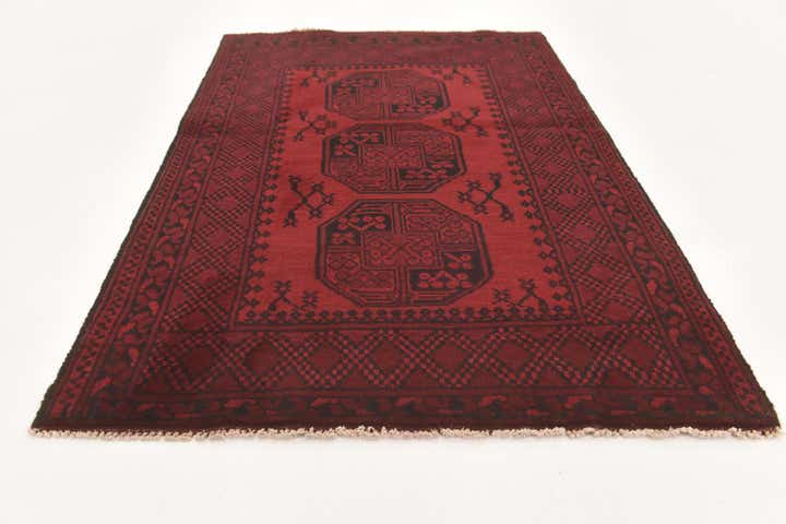 3' 5 x 5' 1 Hand Knotted Afghan Akhche Wool Rug