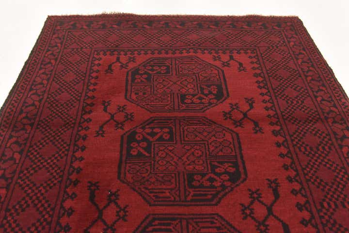 3' 5 x 5' 1 Hand Knotted Afghan Akhche Wool Rug