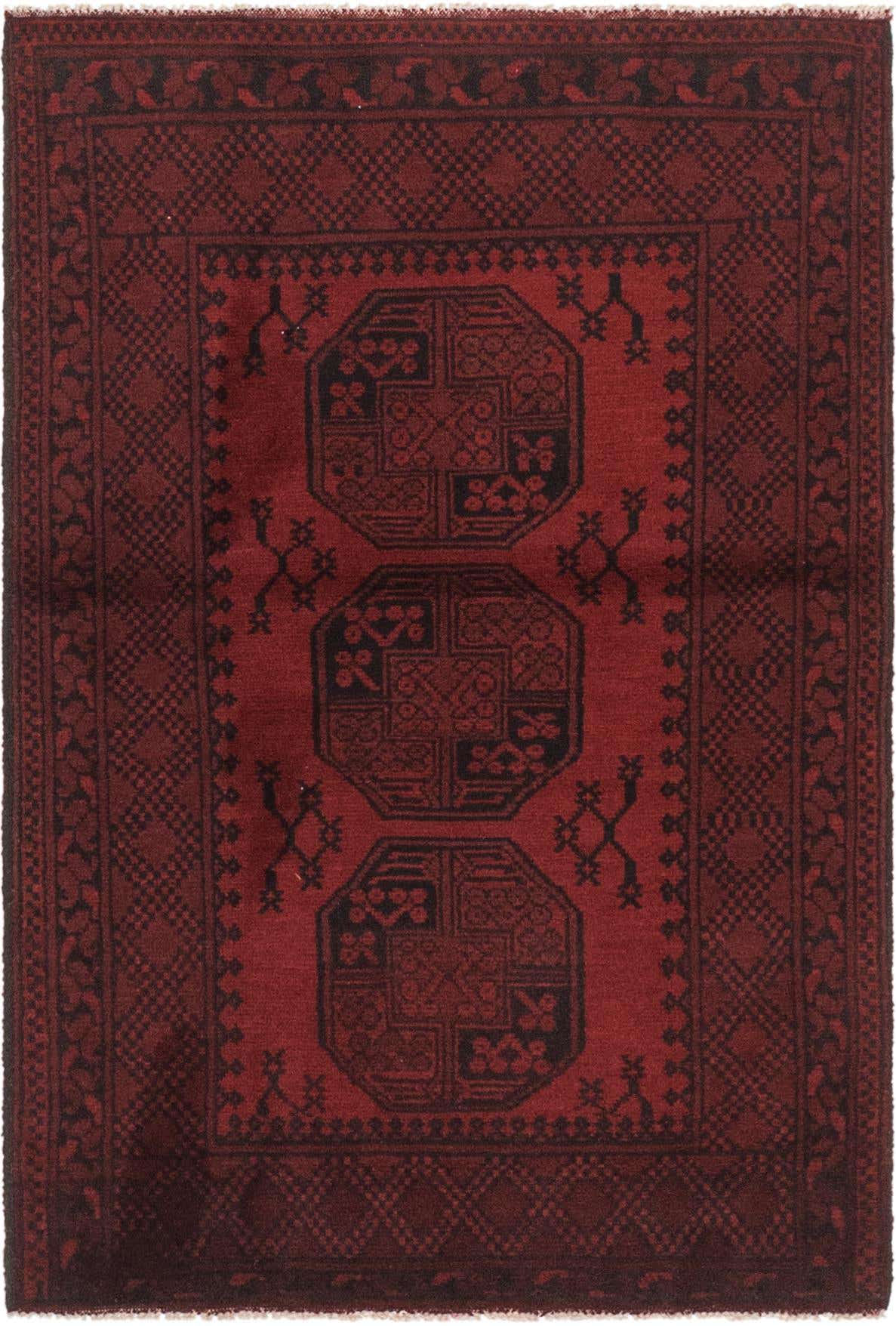 3' 5 x 5' 1 Hand Knotted Afghan Akhche Wool Rug