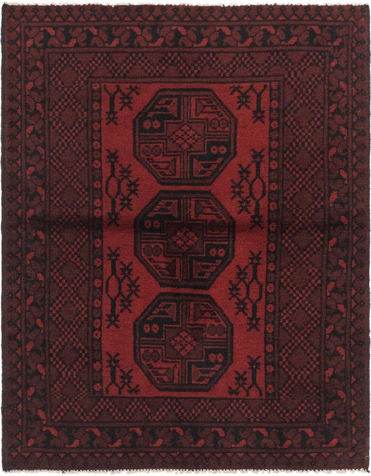 Detail image of 3' 5 x 4' 9 Hand Knotted Afghan Akhche Wool Rug