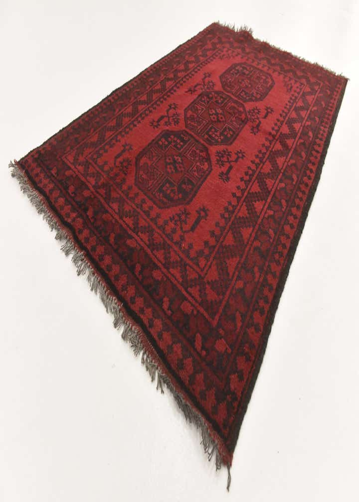 3' 4 x 5' 3 Hand Knotted Afghan Akhche Wool Rug