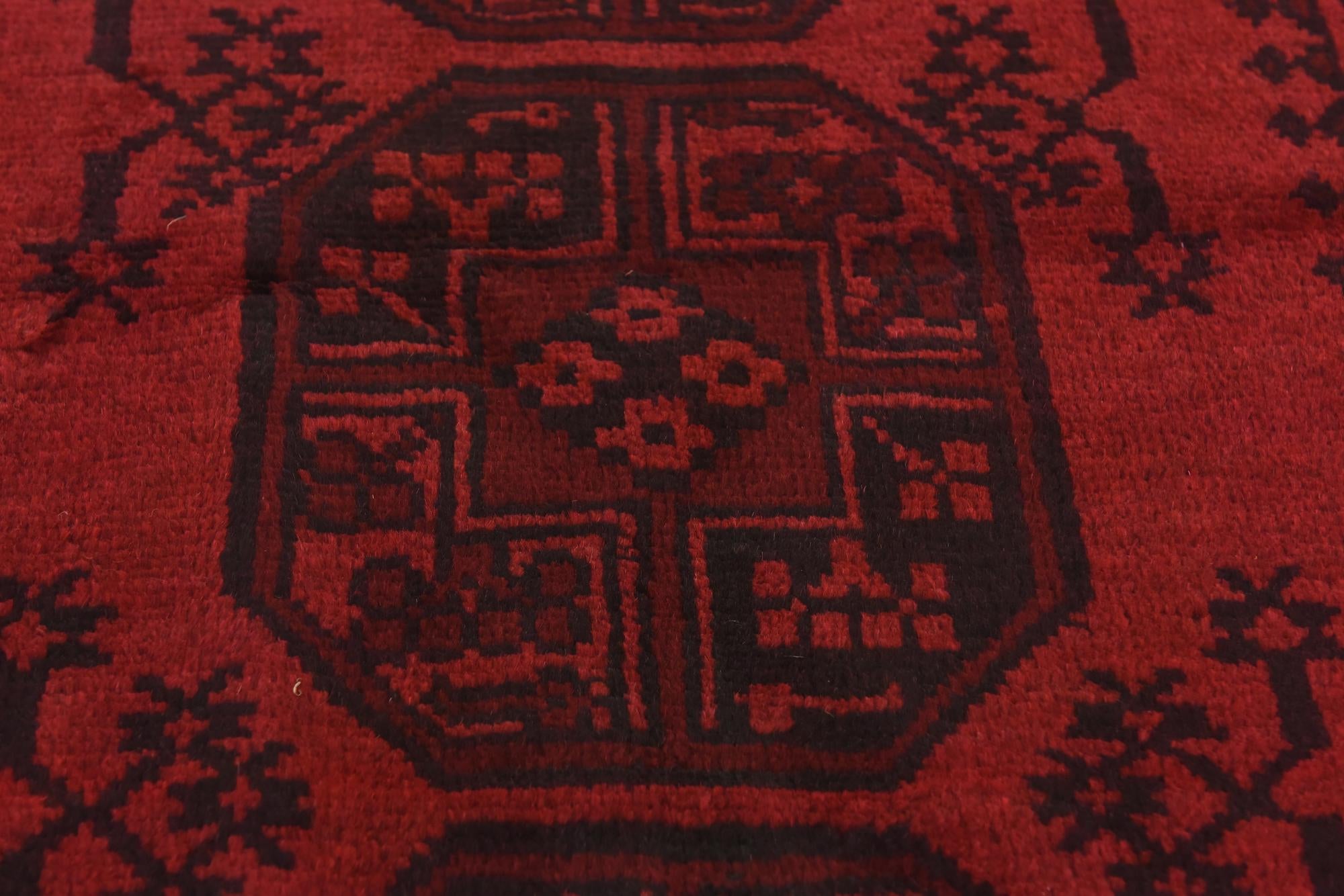 3' 4 x 5' 3 Hand Knotted Afghan Akhche Wool Rug