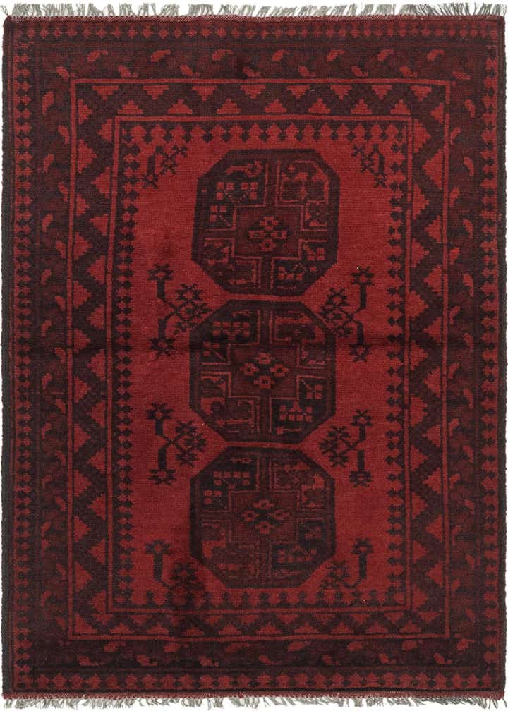 3' 4 x 5' 3 Hand Knotted Afghan Akhche Wool Rug