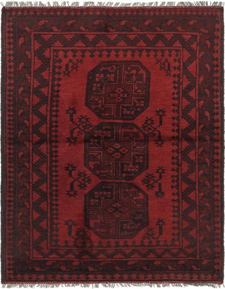 Detail image of 3' 4 x 5' 3 Hand Knotted Afghan Akhche Wool Rug