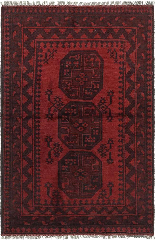 3' 4 x 5' 3 Hand Knotted Afghan Akhche Wool Rug