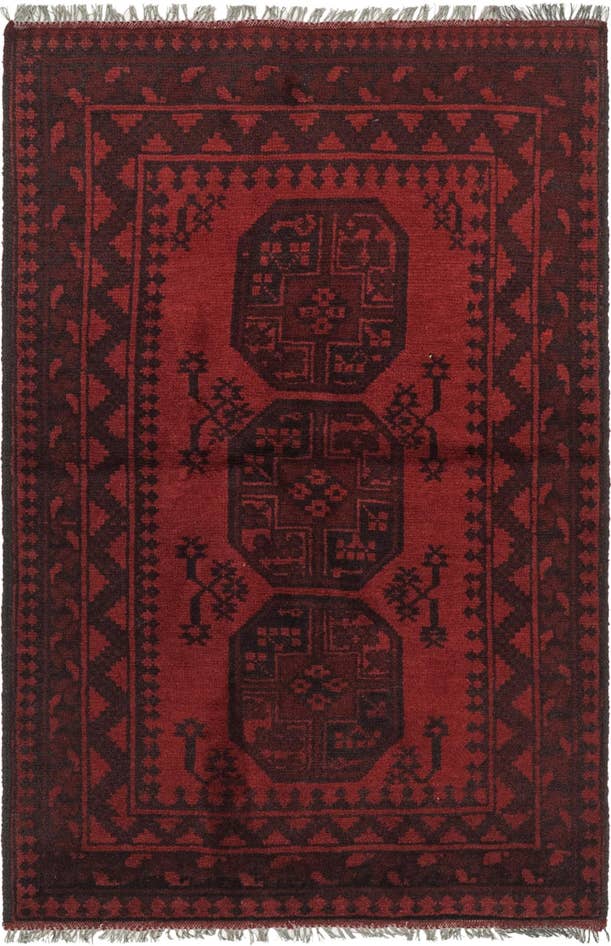 Detail image of 3' 4 x 5' 3 Hand Knotted Afghan Akhche Wool Rug