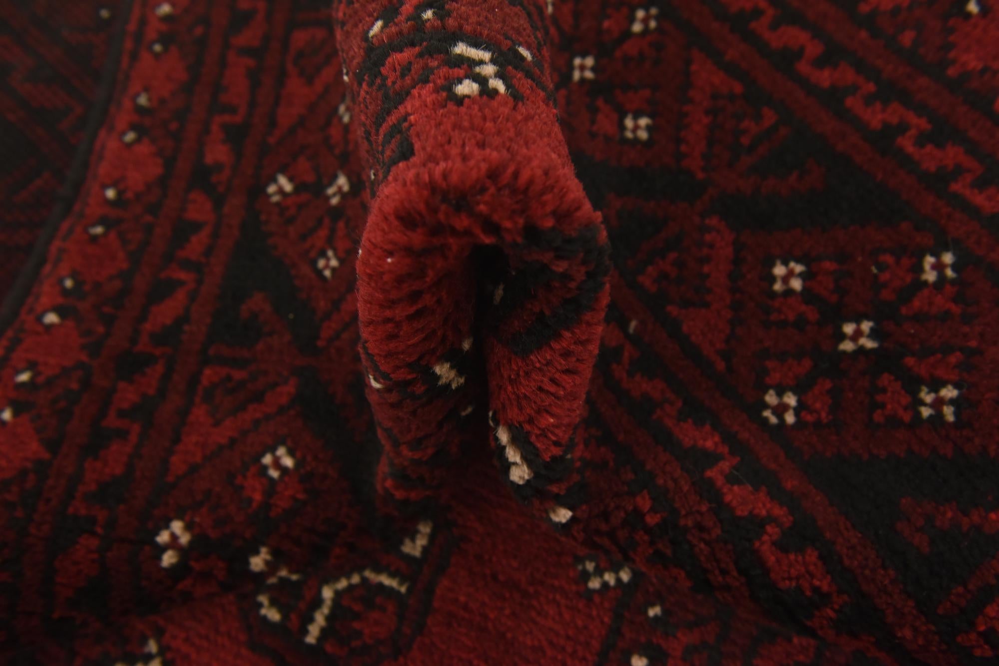 3' 2 x 4' 10 Hand Knotted Afghan Akhche Wool Rug