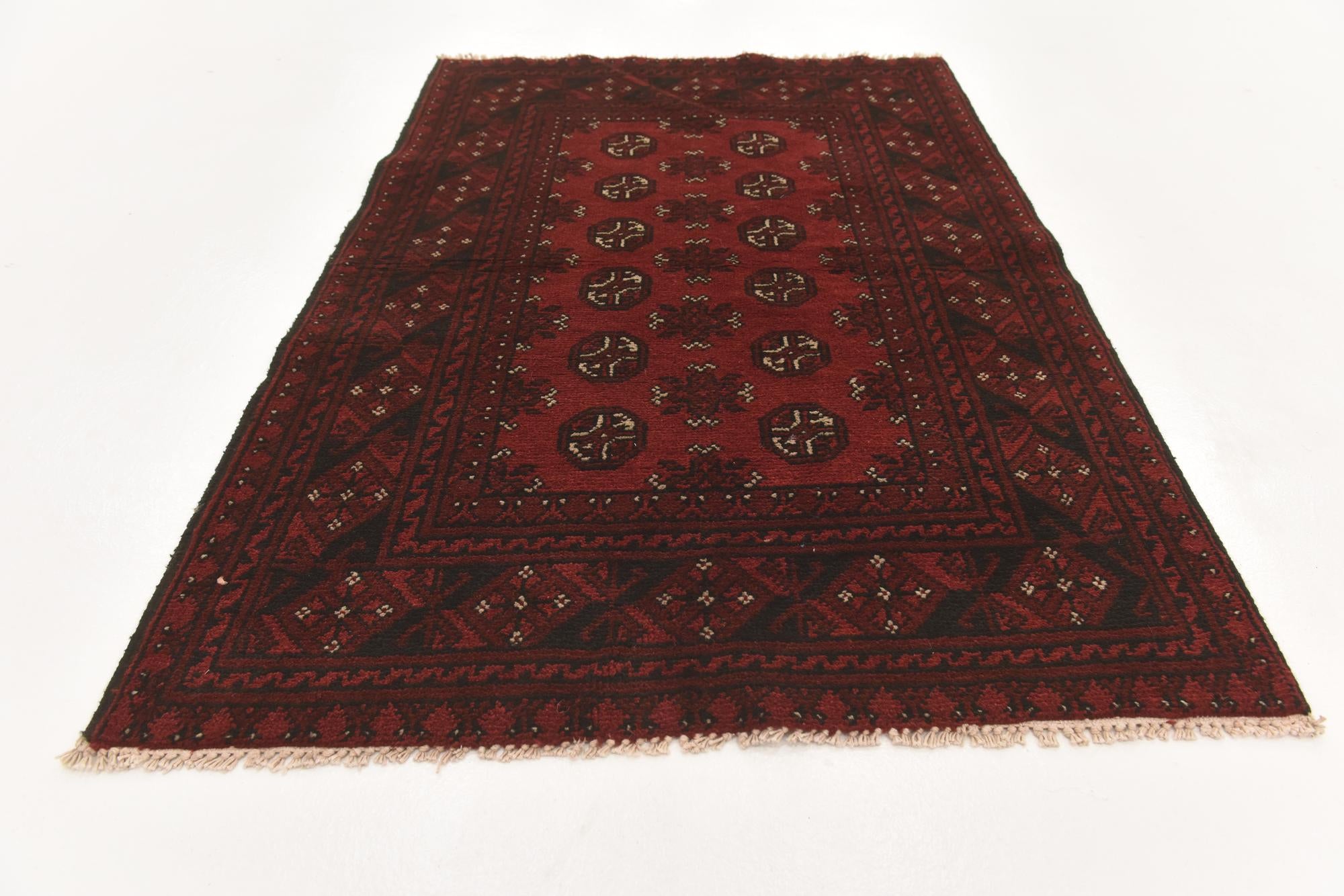 3' 2 x 4' 10 Hand Knotted Afghan Akhche Wool Rug
