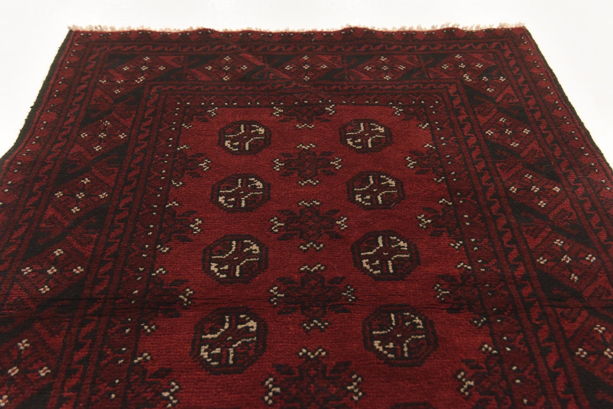 3' 2 x 4' 10 Hand Knotted Afghan Akhche Wool Rug