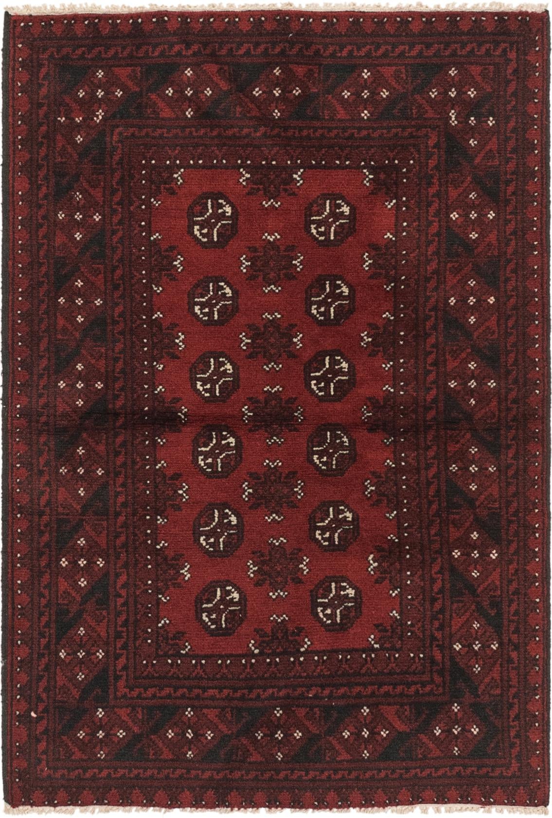 3' 2 x 4' 10 Hand Knotted Afghan Akhche Wool Rug