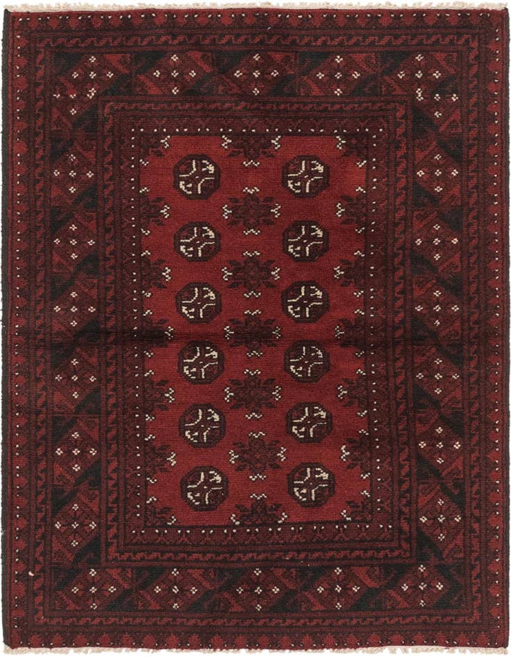 Detail image of 3' 2 x 4' 10 Hand Knotted Afghan Akhche Wool Rug