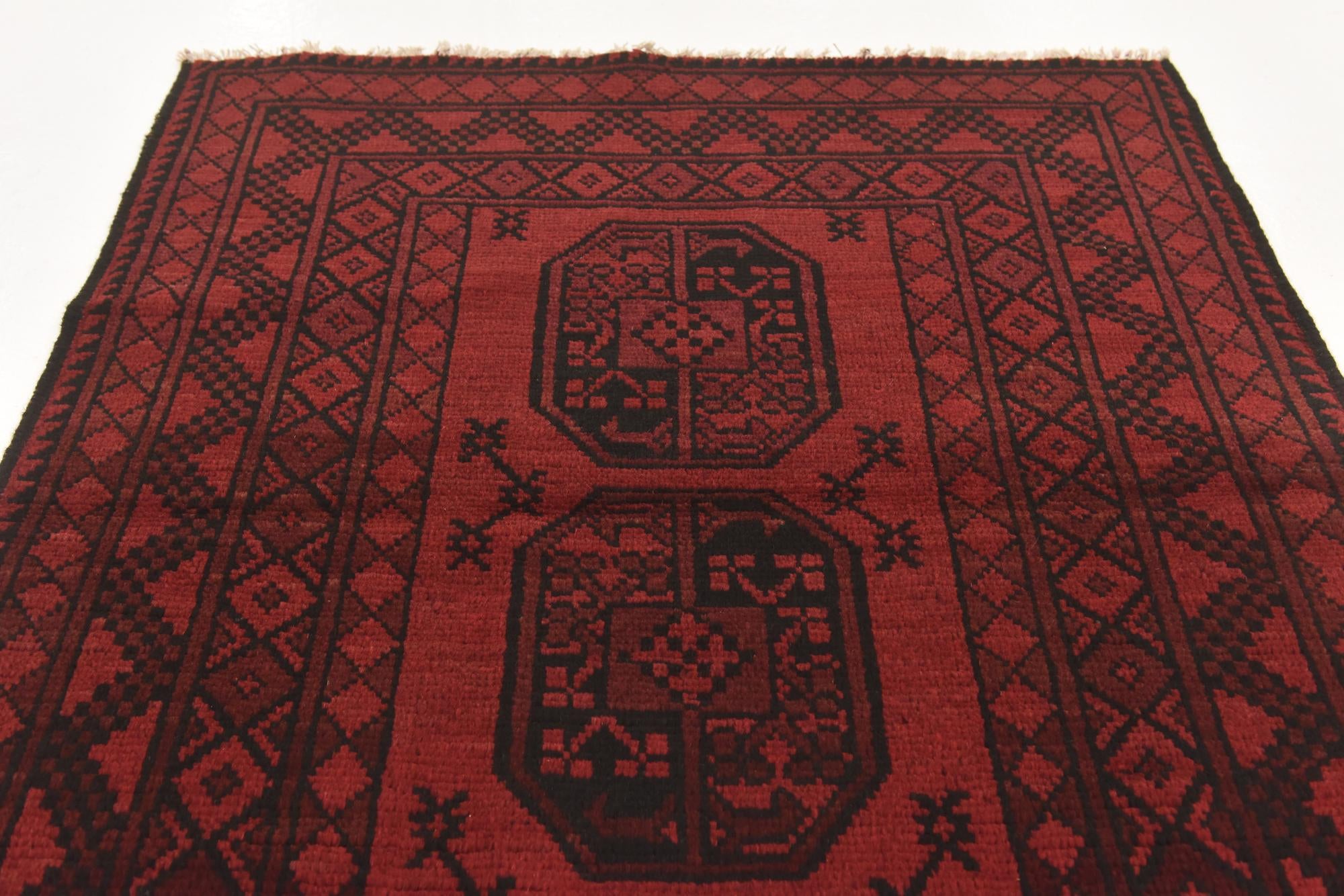 3' 3 x 4' 9 Hand Knotted Afghan Akhche Wool Rug