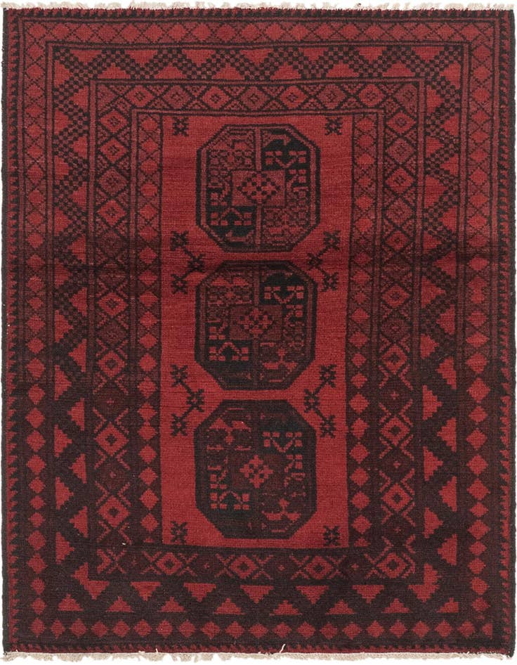 Detail image of 3' 3 x 4' 9 Hand Knotted Afghan Akhche Wool Rug