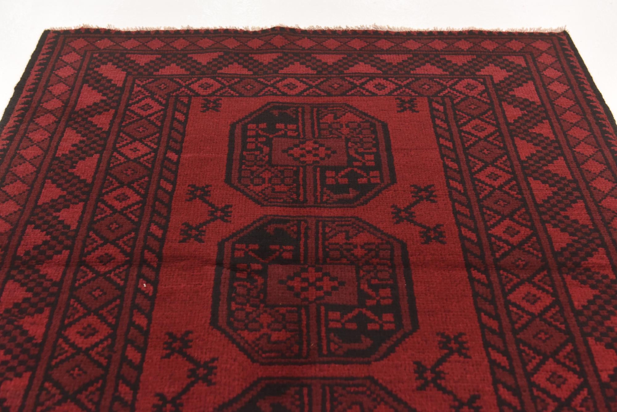 3' 3 x 4' 8 Hand Knotted Afghan Akhche Wool Rug
