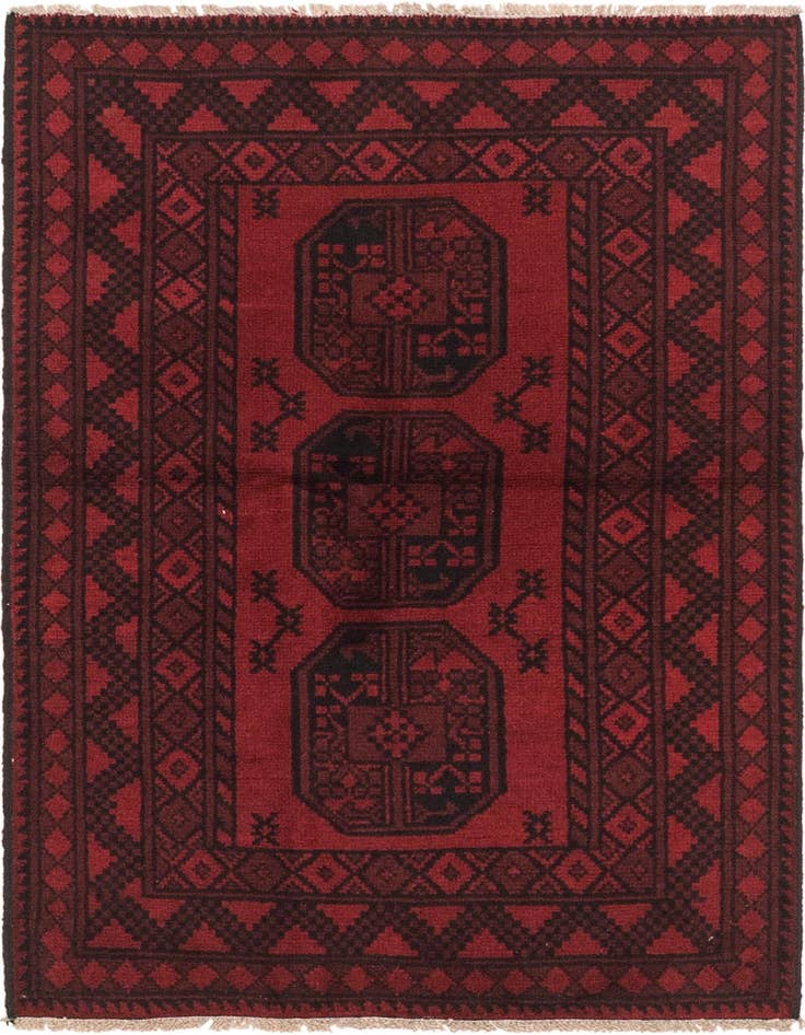 Detail image of 3' 3 x 4' 8 Hand Knotted Afghan Akhche Wool Rug