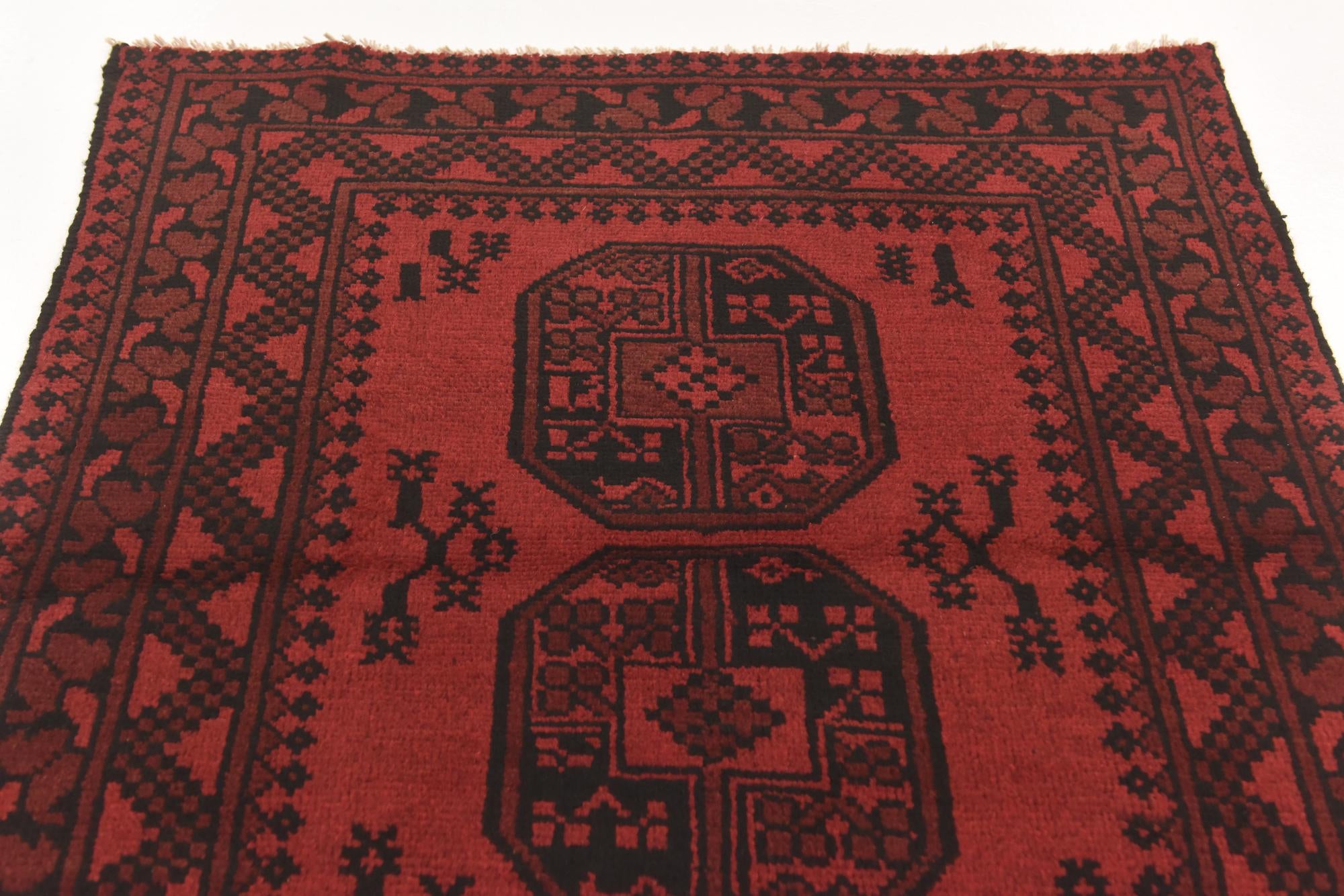 3' 2 x 4' 9 Hand Knotted Afghan Akhche Wool Rug