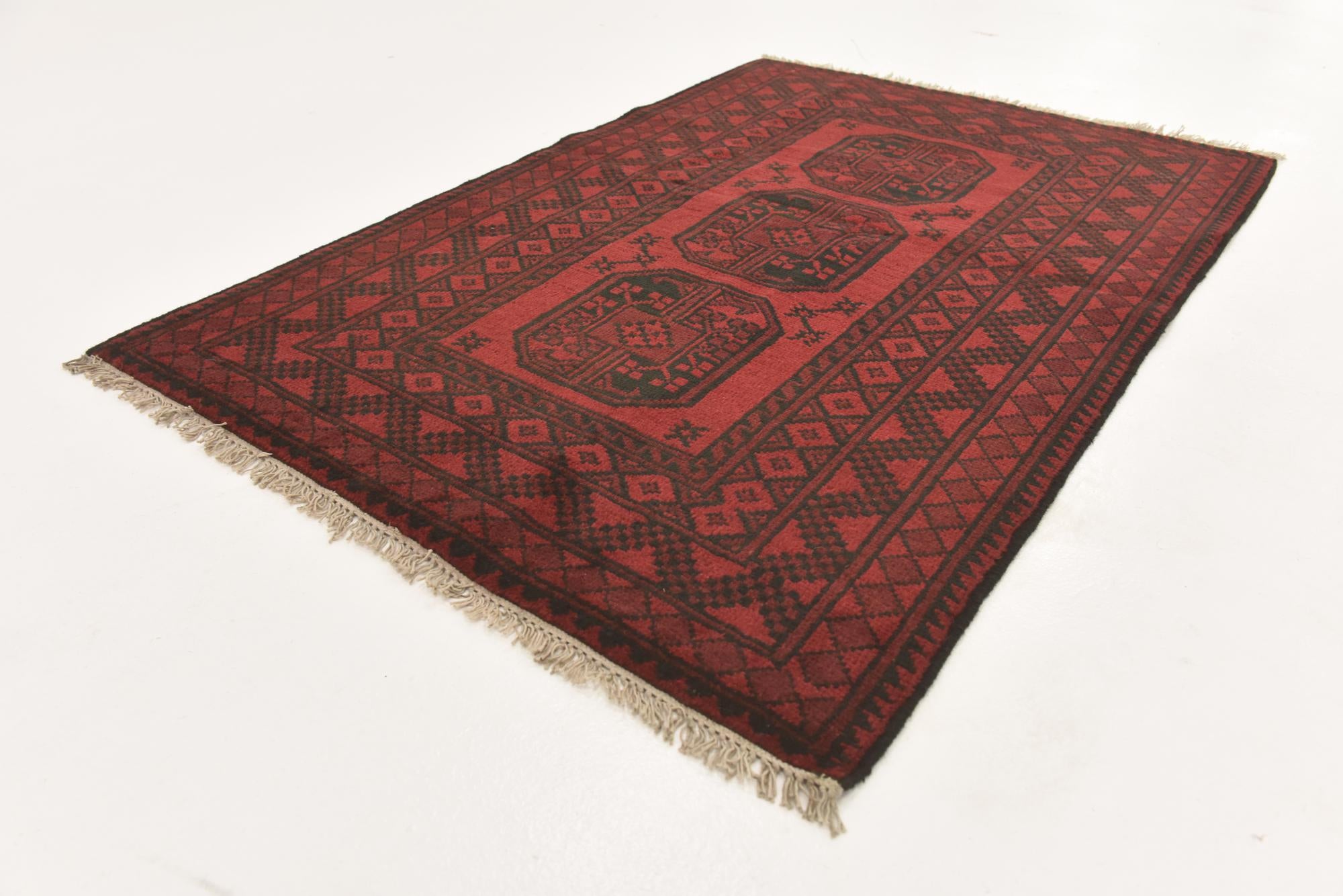 3' 3 x 4' 10 Hand Knotted Afghan Akhche Wool Rug