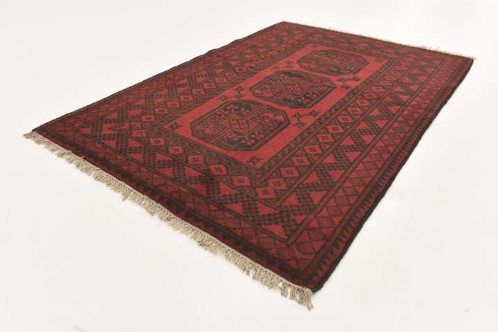 3' 3 x 4' 10 Hand Knotted Afghan Akhche Wool Rug