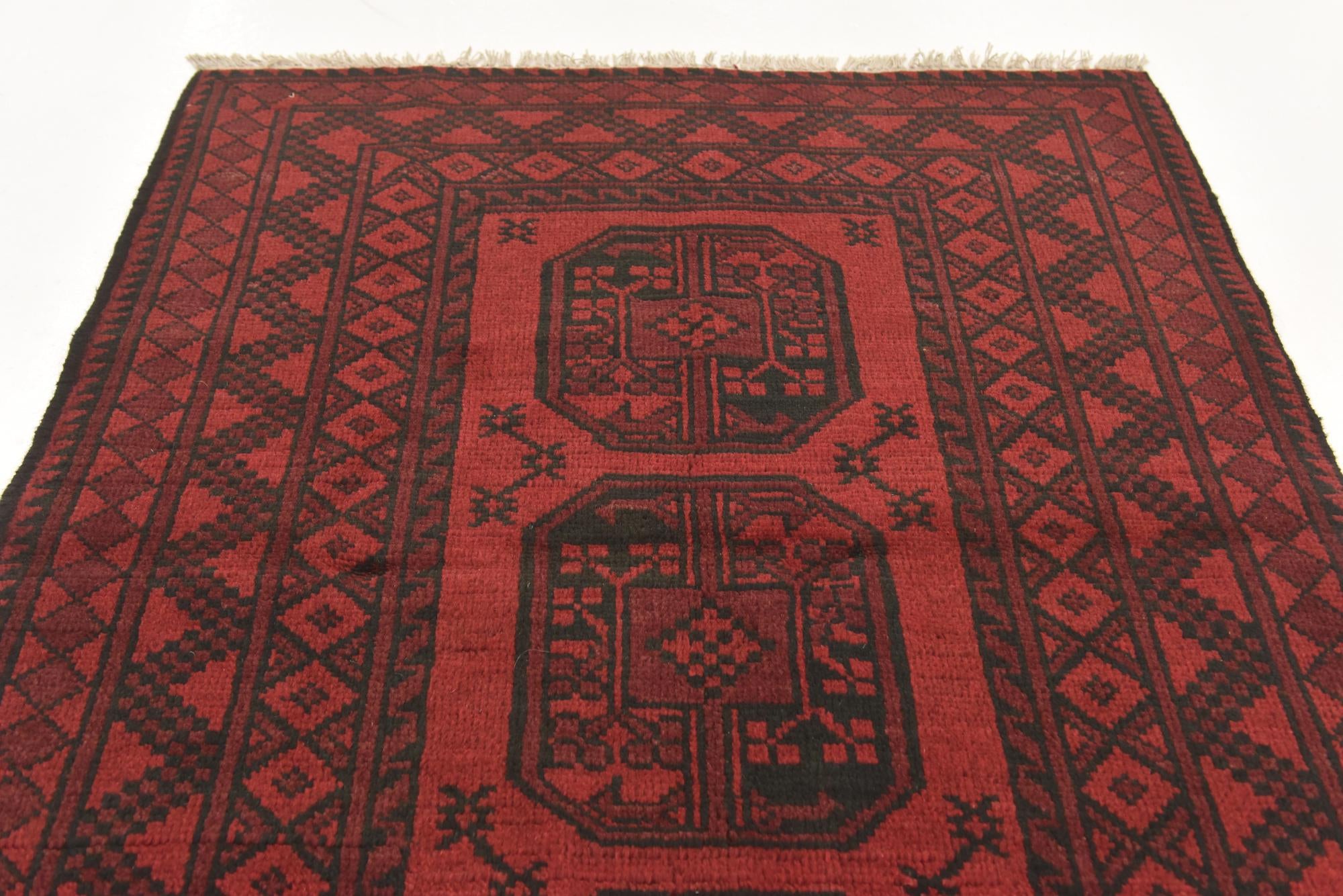 3' 3 x 4' 10 Hand Knotted Afghan Akhche Wool Rug