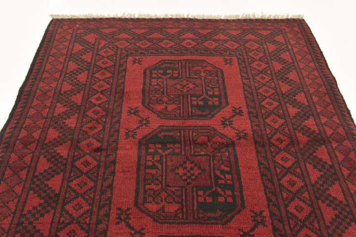 3' 3 x 4' 10 Hand Knotted Afghan Akhche Wool Rug