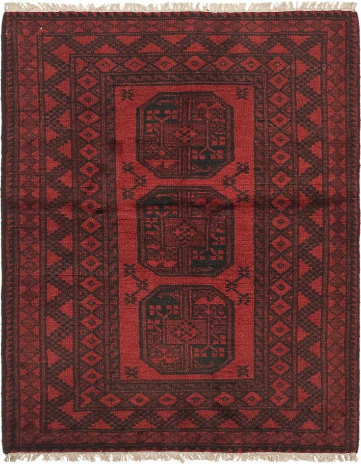 Detail image of 3' 3 x 4' 10 Hand Knotted Afghan Akhche Wool Rug