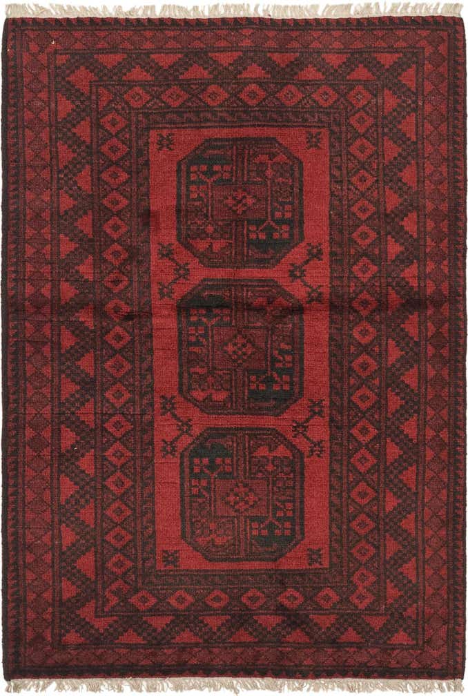 3' 3 x 4' 10 Hand Knotted Afghan Akhche Wool Rug