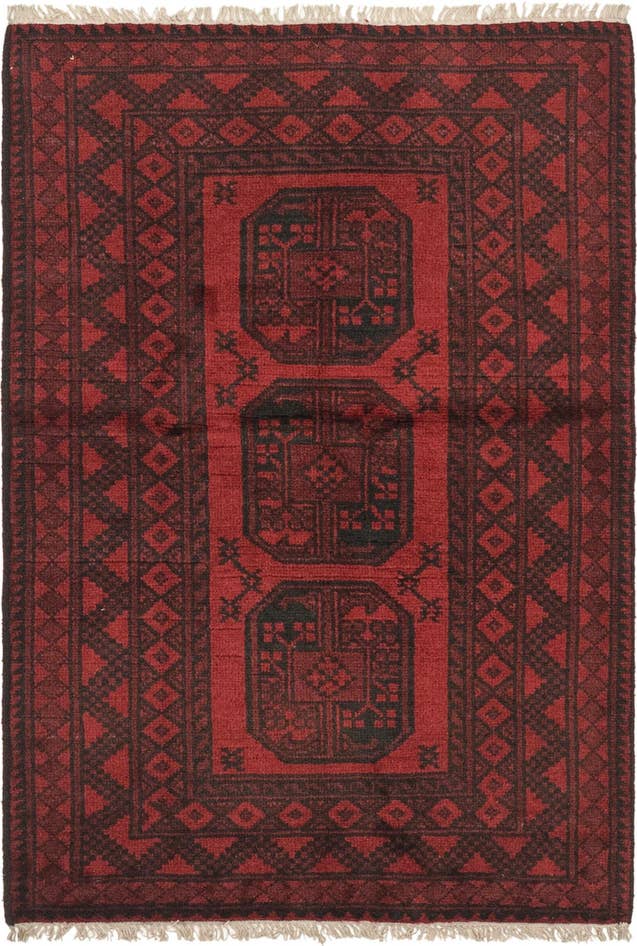 Detail image of 3' 3 x 4' 10 Hand Knotted Afghan Akhche Wool Rug