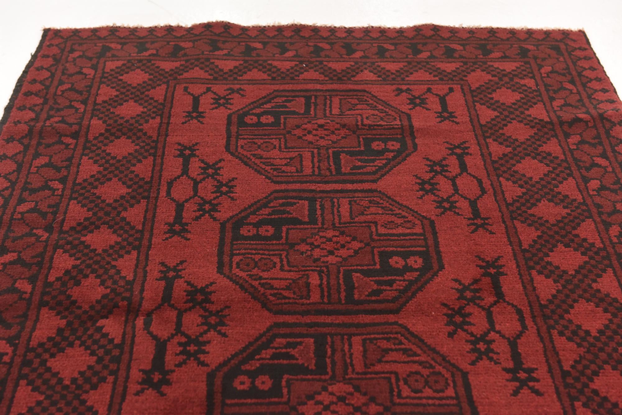 3' 3 x 4' 9 Hand Knotted Afghan Akhche Wool Rug
