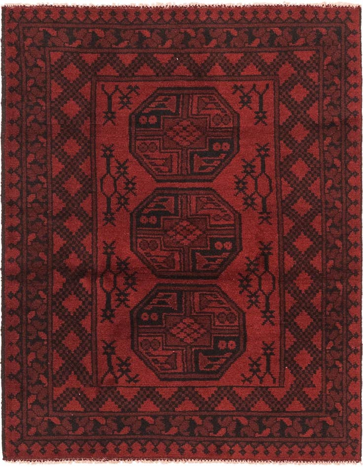 Detail image of 3' 3 x 4' 9 Hand Knotted Afghan Akhche Wool Rug