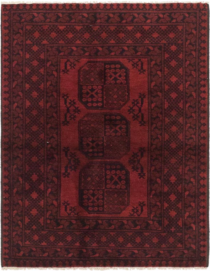 Detail image of 3' 3 x 4' 11 Hand Knotted Afghan Akhche Wool Rug